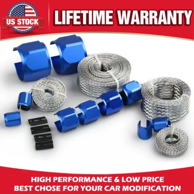 $29.69 • Buy Stainless Steel Braided Hose Cover/sleeve Engine/vacuum/heater/fuel Line Blue