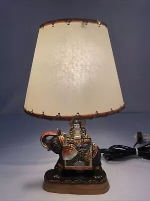 Vintage Elephant Table Lamp Ornate Moriage Porcelain Satsuma Buddha Riding • $50