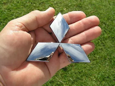 $14.95 • Buy MITSUBISHI 90mm CHROME DIAMOND BADGE 3.5  Lancer Emblem *NEW* Outlander Magna