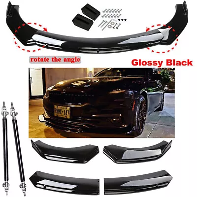 For E36 E46 E90 E91 E92 Front Bumper Lip Body Kit Spoiler Splitter Gloss Black • $69.99