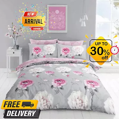 4Pc Complete Duvet Cover Set With Matching Fitted Sheet & Pillow Cases All Size • £13.99