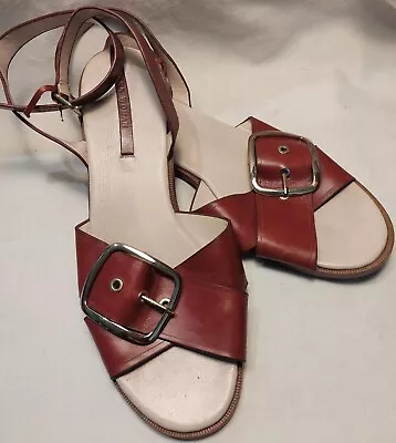 $19.99 • Buy Zara Woman Brown Leather Ankle Strap Sandals Sz. 11M/41 