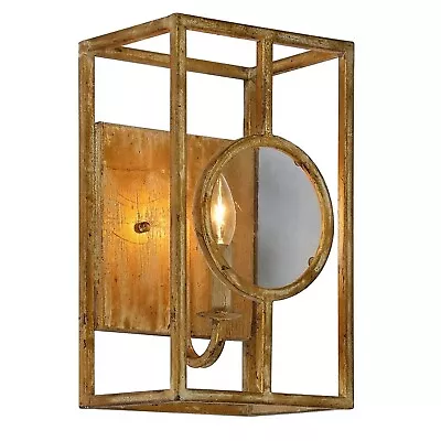 Wall Sconce With Magnify Glass Front And Aged Gold Painted Finish - The Bates • $185.90