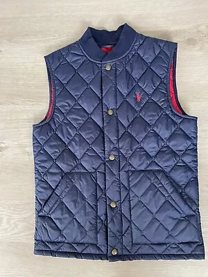 Boys Ralph Lauren Quilted Gilet. Age 10 -12. Navy Blue.Waistcoat. Immaculate. • £18