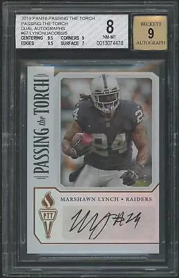 2019 Panini Marshawn Lynch Josh Jacobs Passing The Torch Dual Auto #5/5 BGS 8 • $303.95