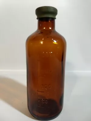 Vintage Amber Apothecary Medicine Bottle 250 MILS Rubber Cap And Stopper  • $10