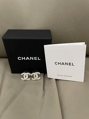 Chanel - 22K Light Gold Metal CC Stud Textured Earrings - NEW Authentic Jewelery • $1075