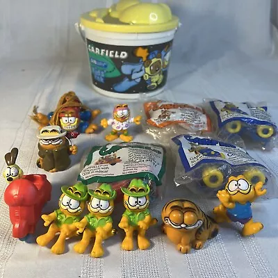 Lot Of 13 1980s Garfield McDonalds Happy Meal Toys & Bucket #2 Odie Skate Board • $31.99