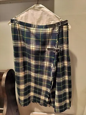 Mosbrook Blue And Green Plaid Kilt Womens Pleated Wool 28  Waist • $21.99