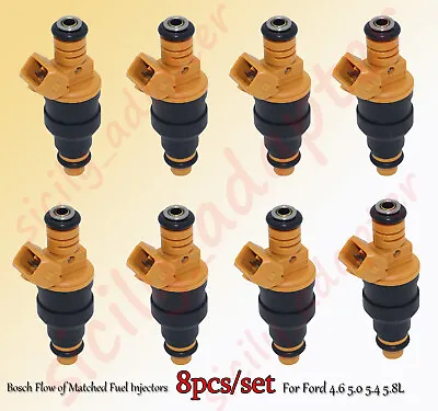 For Ford 4.6 5.0 5.4 5.8 8pcs/set Bosch Flow Of Matched Fuel Injectors 280150943 • $33.49