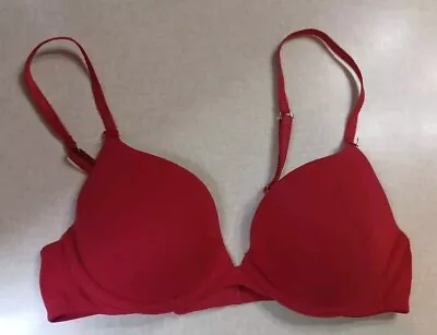 Victoria's Secret Push Up Bra 34B Red Cotton Underwire • $20
