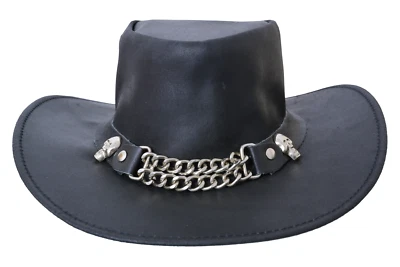 £19.99 • Buy Men's Real Leather Australian Western Cowboy Style Black Crazy Horse Bush Hat 04