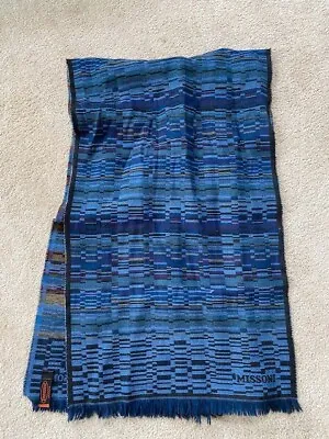 Missoni Sciarpe Womens Lana Wool Blue Fringe Scarf 58 In. • $20