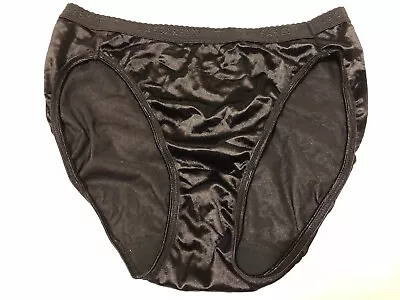 Vtg VASSARETTE Black Second Skin Wet-Look Hi Cut PANTY  Sz~6/42 M #18-160 • $58