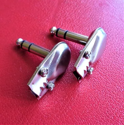 £3.65 • Buy 2 Stereo Right Angle Pancake Jack Plugs -  6.3 Mm 1/4 In Each 