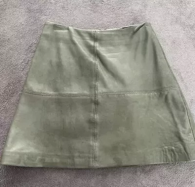 Kookai Khaki Green Leather Skirt Size 36 • $50
