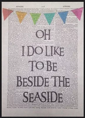 Beside Seaside Vintage Dictionary Print Wall Art Picture Print Beach Nautical • £5