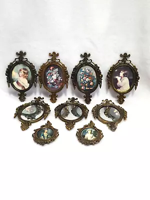 Lot Of 9 Vintage Ornate Metal Italian Oval Picture Frames • $65.99