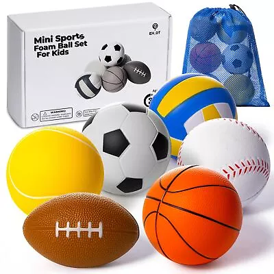 Set Of 6 Mini Sports Foam Balls Outdoor Toddler Toys Foam Football Baby Ball • $20.99