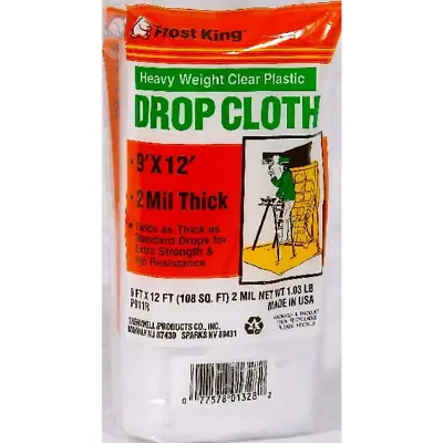 $6.27 • Buy Clear Roll Drop Cloth Plastic Sheeting 9 Ft. W X 12 Ft. L