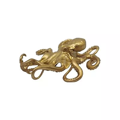 Gold Mini Octopus Figurine Solid Metal Animal Ornament Mini Octopus Sculpture... • $16.55