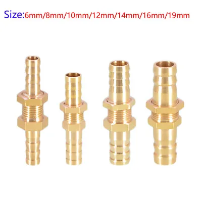 £5.58 • Buy Hose Barbed Bulkhead Brass Pipe Fittings Connector Adapter For Fuel Gas Water