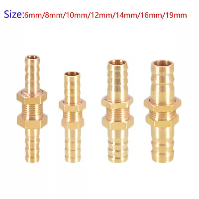 £5.58 • Buy Hose Barbed Bulkhead Brass Pipe Fittings Connector Adapter For Fuel Gas Water