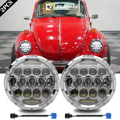 For 1950-1979 VW Beetle Pair 7 Inch Round LED Projector Hi/Lo Beam Headlight DRL • $47.69