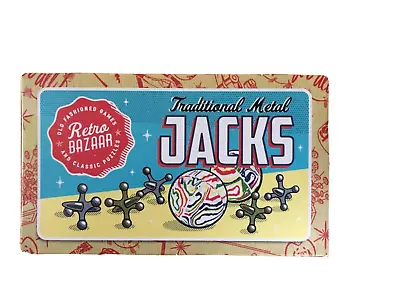 Traditional Metal Jacks Game In Sealed Box - 10 Jacks And 2 Balls • £3