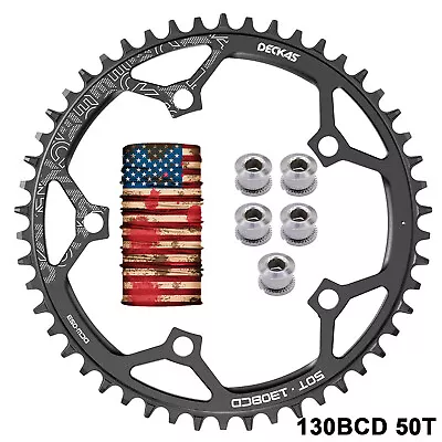 DECKAS 130BCD Narrow Wide Chainring AL7075  50/52/54/56/58T Round 1x W/ Bolts • $28.59