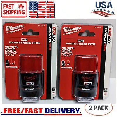 2Pack Genuine Milwaukee 48-11-2420 M12 REDLITHIUM 2.0 Compact Battery J • $38.89