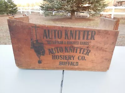 Antique Auto Knitter Hosiery Crate / Wood Advertising Box / Buffalo Ny • $74.99