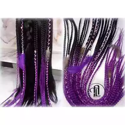 Black Purple Ombre Clip In Braid Long 24 In Boho Extensions Ombre Purple Rave • $94