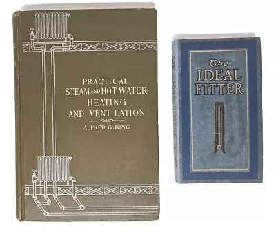 1908 Practical Steam & Hot Water Heating Alfred G King ANTIQUE 2 Technical Books • $25.16