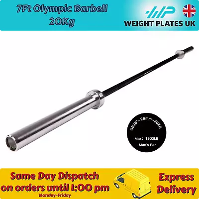 7Ft Olympic Barbell 20Kg Bar Gym Equipment Fitness Crossfit Weight Lifting • £89.98