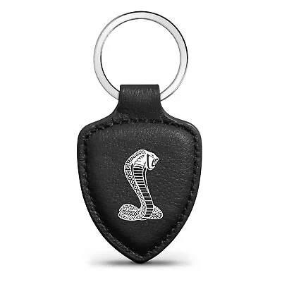 Ford Mustang Cobra Black Real Leather Shield-Style Key Chain • $19.99