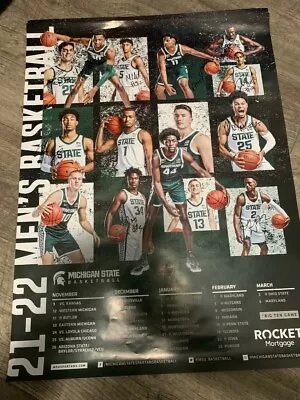 2021-2022 Michigan State Spartans AUTOGRAPHED Basketball Schedule Poster Signed! • $224.99