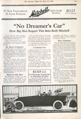 No Dreamer's Car Bate-Built Mitchell Auto Ad 1916 • $9.99