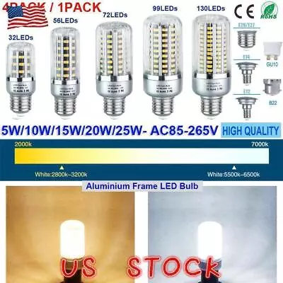 LED Corn Light Bulb Spotlight E27 E14 E12 B22 GU10 25W 20W 15W 10W 5W SMD5736 US • $12.29