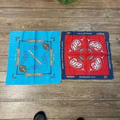 Harley Davidson Motorcycle Bandanas Lot (2) Miller Lite 21  By 21  Light Blue • $6.99