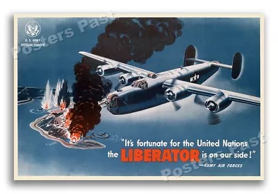 1940s B-24 “Liberator” Bomber WWII Historic Propaganda War Poster - 20x30 • $18.95