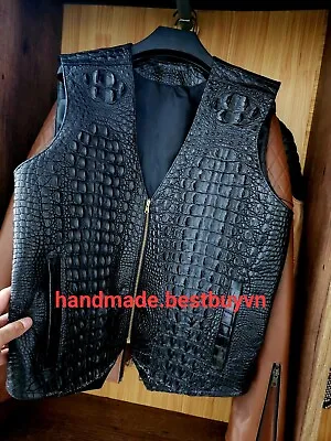 Black 100%  Genuine Hornback CROCO.DILE/GATOR Leather  Skin Men JacketVest • $1499