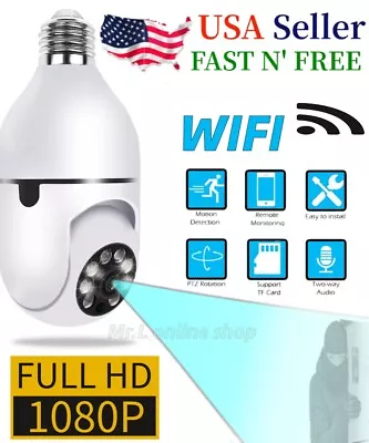 Wireless Security 360° 1080P IP E27 Light Bulb Camera Wi-Fi IR Night Smart Home  • $12.97