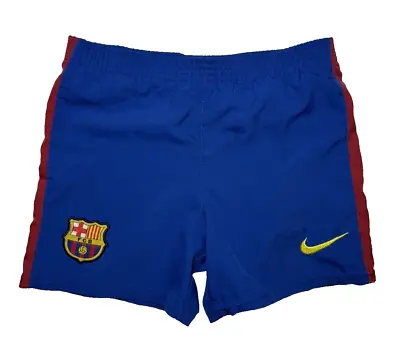 FC Barcelona Nike Shorts Kids Blue Dri Fit Soccer Football Outdoors US Small 4-5 • $18.99