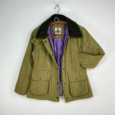 £39 • Buy Bronte Tweed Field Coat Womens 8 Green Check Wool Country Jacket Fieldcoat
