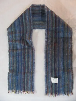 Vtg Donegal Design 9  X 70  Mohair/Wool Scarf Blue Stripes Ireland • $19.95