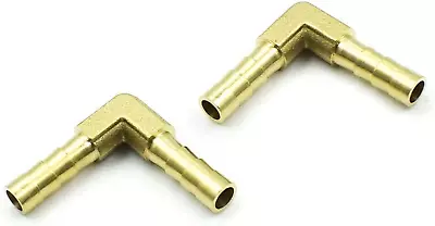 6mm 1/4 Hose Barb Fitting 90 Degree L Right Angle Elbow Brass Gold 2 Pcs New • $7.99