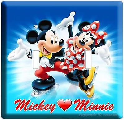 Mickey Mouse And Minnie Ice Skating Double Light Switch Plate Kids Bedroom Decor • $22.99