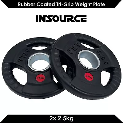 $31.90 • Buy 2.5kg Rubber Coated Tri-grip Weight Plates Type-O Pair Lifting Fitness Home Gym