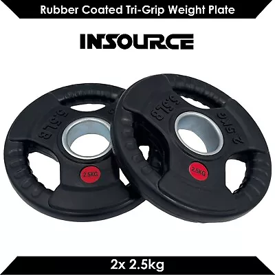 2.5kg Rubber Coated Tri-grip Weight Plates Type-O Pair Lifting Fitness Home Gym • $42.48